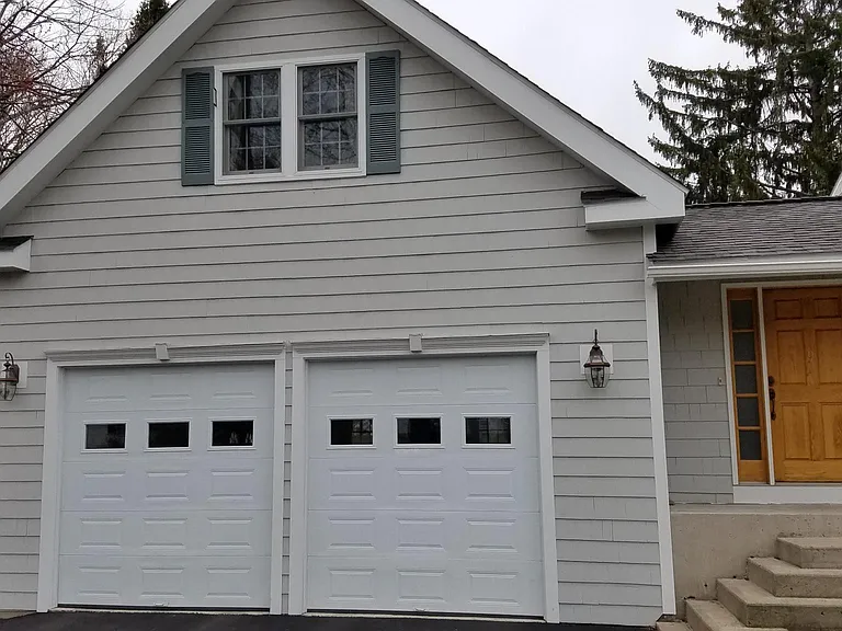 Is above the garage. double window