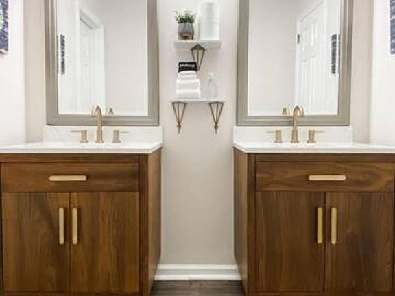 New dual vanities in master bathroom