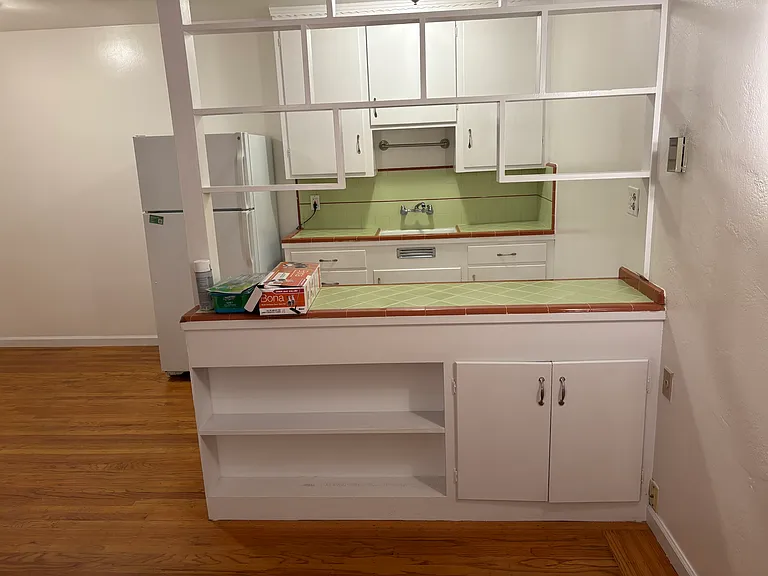 Kitchen, awaiting install of new gas oven