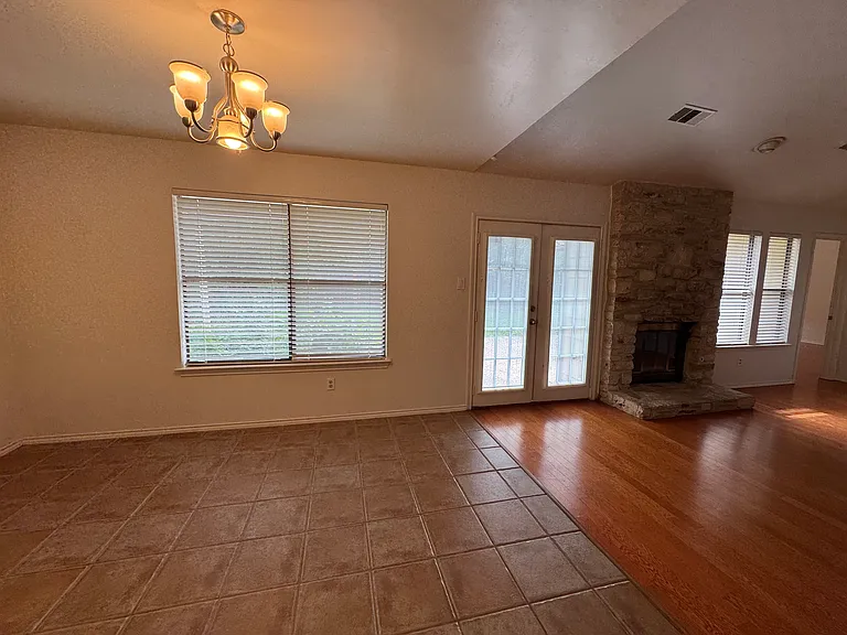 Dining area with living room to right