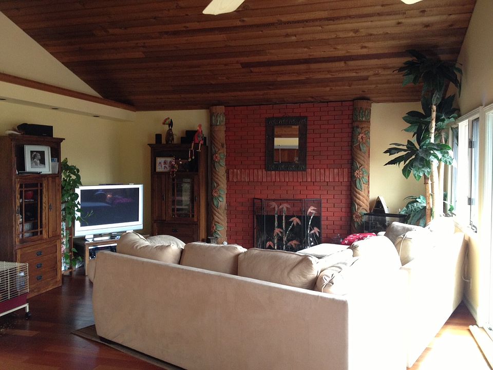 Cozy brick fireplace