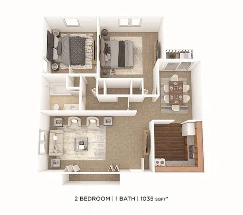 Floor plan Two Bedroom- 1,035 sqft