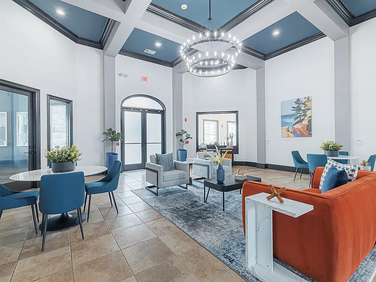Community clubhouse with luxury plush seating
