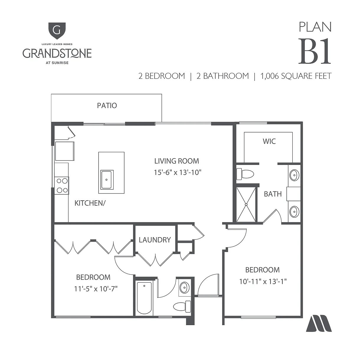 Floor plan 2 Bed/2 Bath