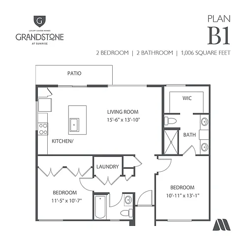 Floor plan 2 Bed/2 Bath
