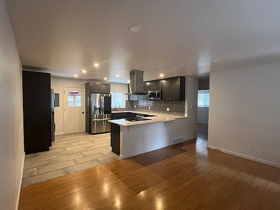 View of kitchen from living room.
