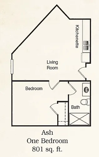 Floor plan 1 Bedroom - Ash