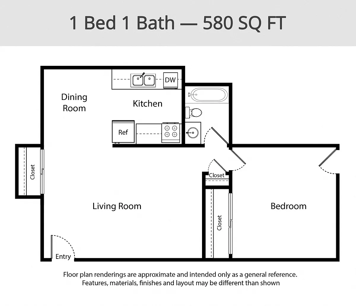 Floor plan 1 Bed 1 Bath
