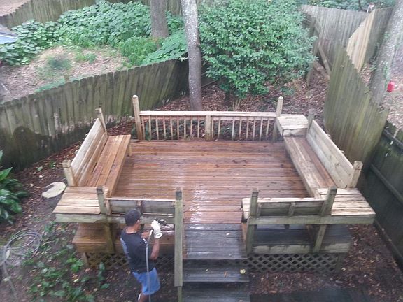 Backyard deck and seating area.