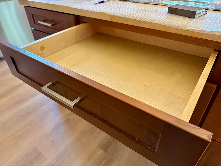 Solid wood high-end cabinetry in pecan