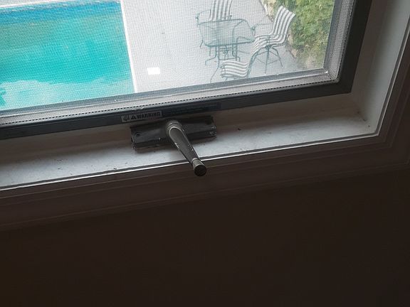 View of pool from kitchen