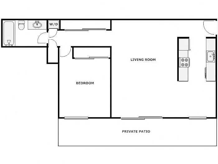 Floor plan 1 Bed / 1 Bath: Type B