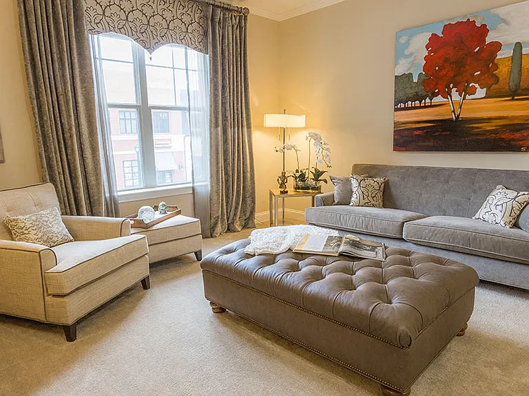 Living Room at The Village Lofts, Greensboro, NC 27455