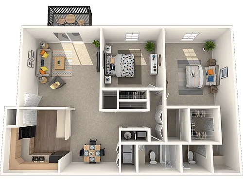 Floor plan 2 Bed - 2 Bath