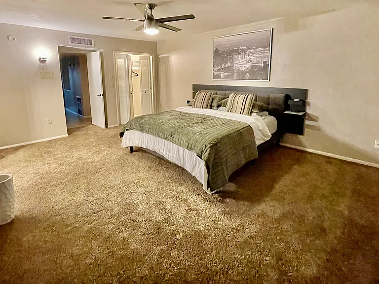 primary bedroom with double door closet