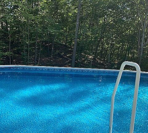 pool from deck to woods