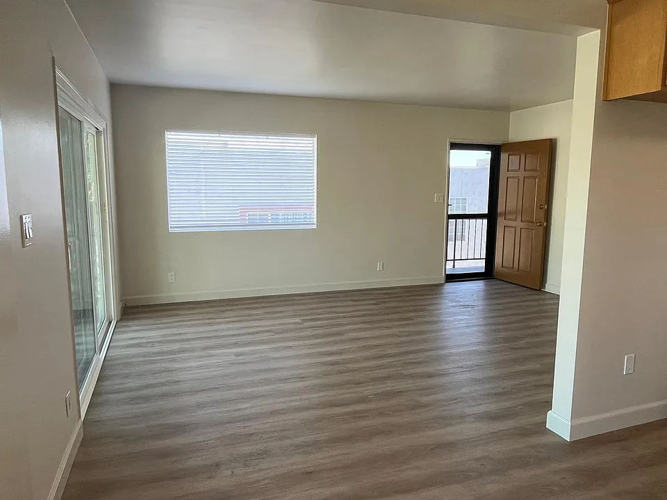 View from dining area to front door