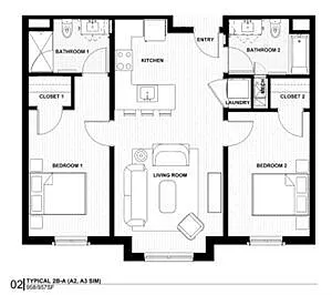 Floor plan 22A - 2 Bed 2 Bath