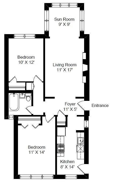 Floor plan Sunshine Street View with In-Unit Laundry