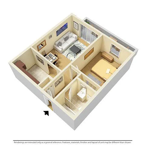 Floor plan 1 Bed 1 Bath Junior