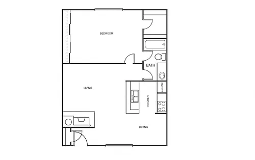 Floor plan 1 Bedroom / 1 Bath