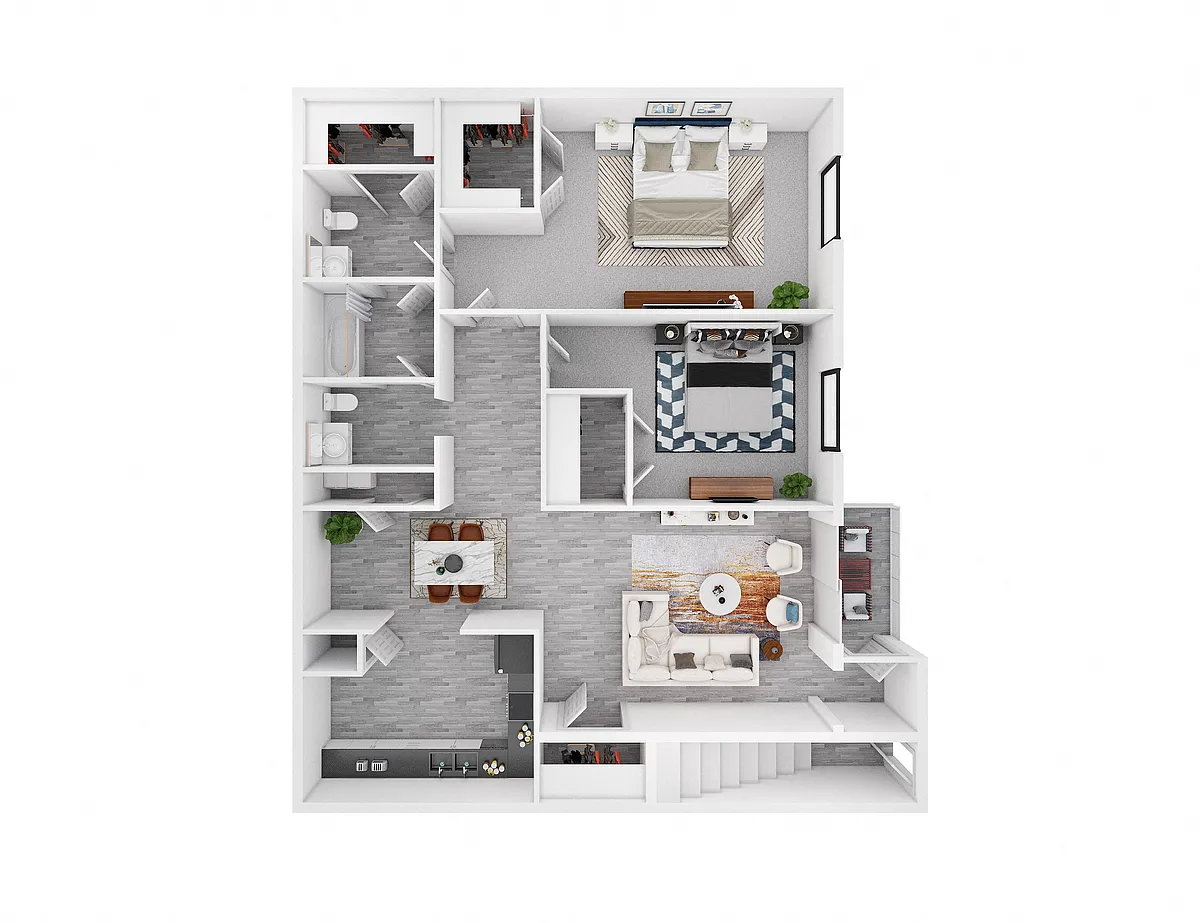Floor plan Two Bedroom 1.5 Bath