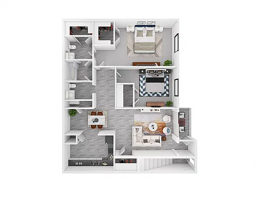 Floor plan Two Bedroom 1.5 Bath