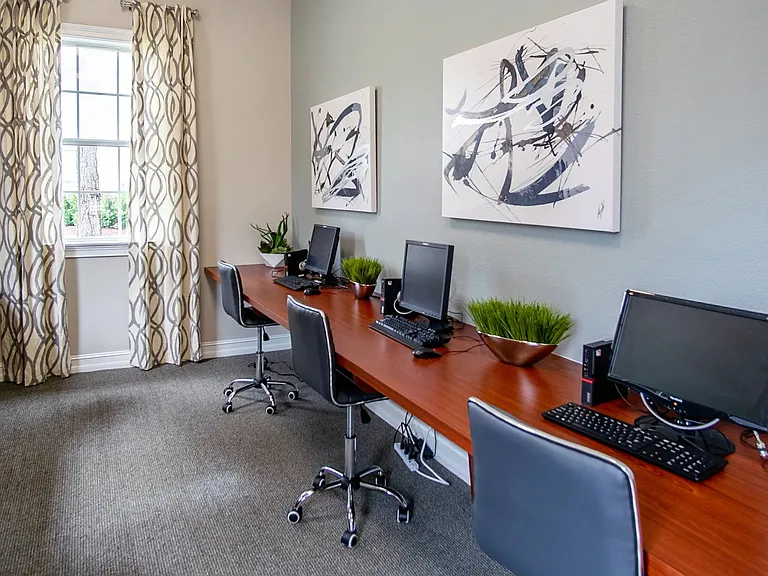 Productivity redefined at Eagle's Pointe's resident business hub. Unleash your potential in a focused, serene space designed to enhance your focus and comfort.