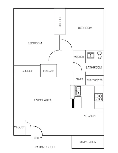 Floor plan 2 Bedroom/1 Bathroom B