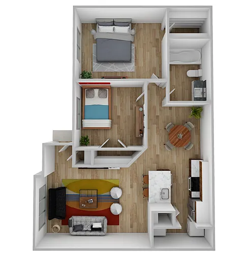 Floor plan Two Bedroom One Bath