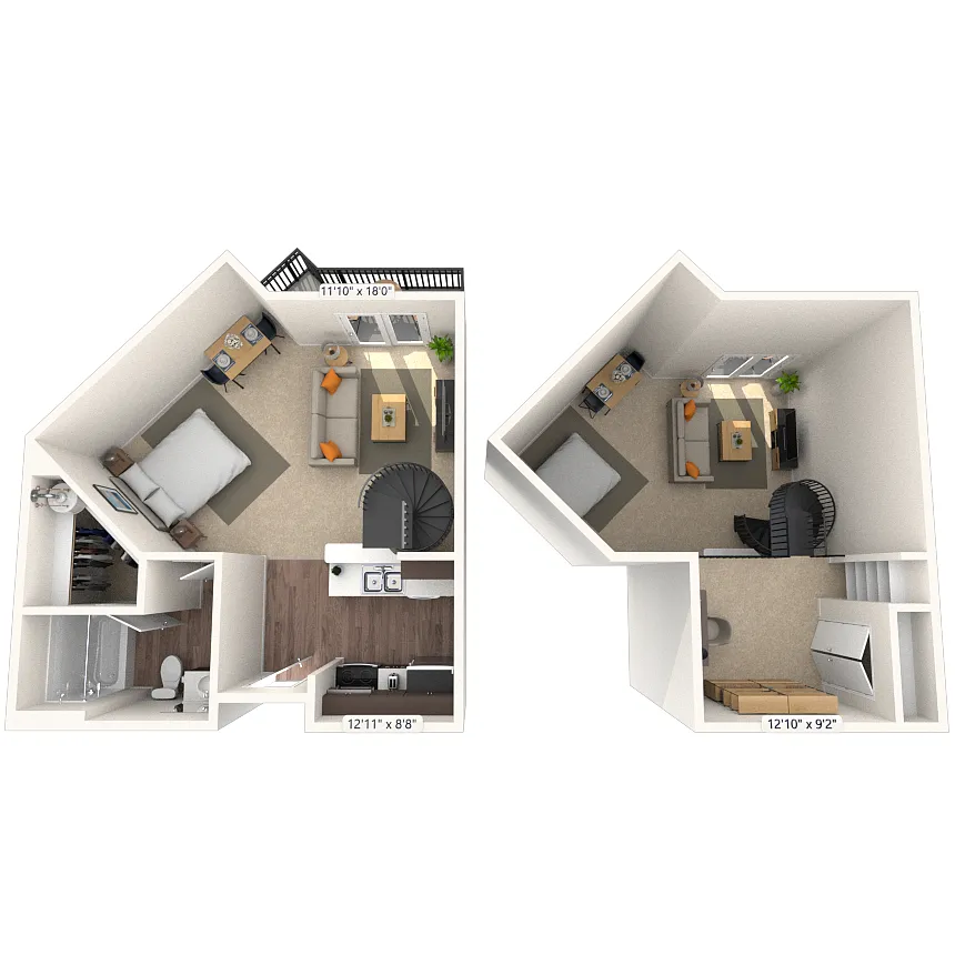 Floor plan Studio 0x1 700-776 SF