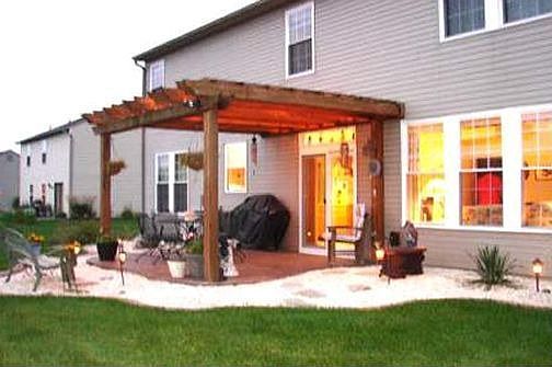 Stamped concrete patio and pergola