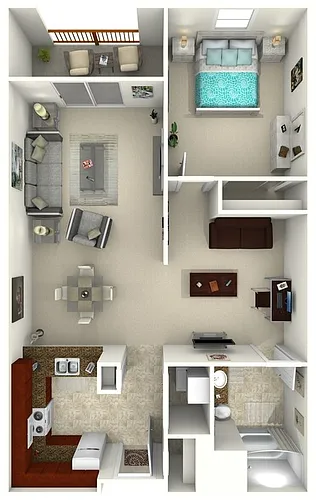 Floor plan 1 Bedroom w/Den