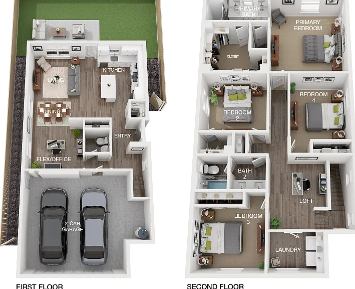 Plan 4 (w/Flex Room) Floorplan Diagram