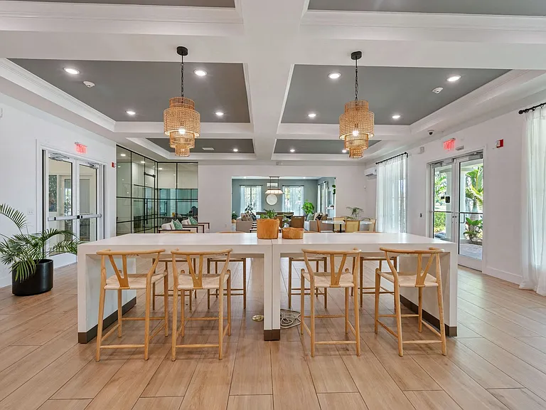Work from home in one of the many amenity work spaces