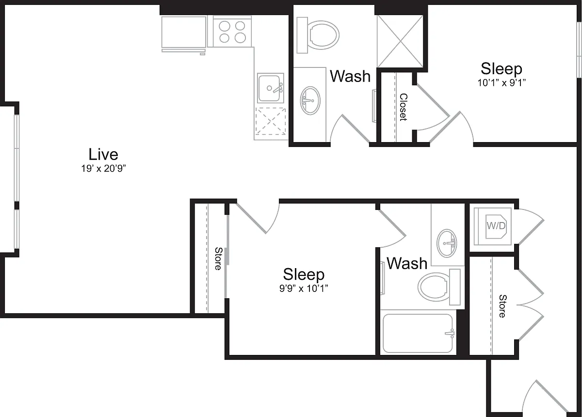 Floor plan 2 Bedroom D