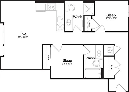 Floor plan 2 Bedroom D