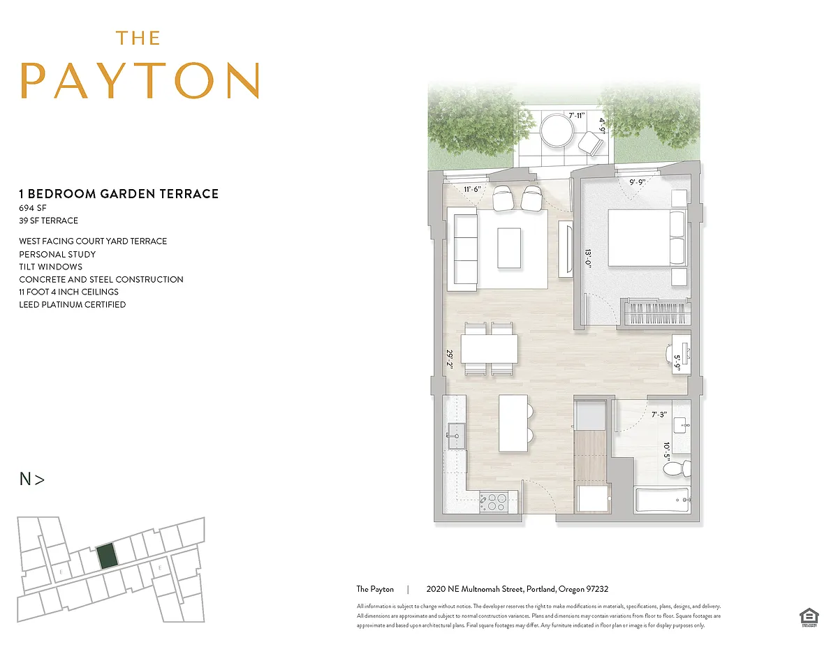 Floor plan 1x1 Garden Classic