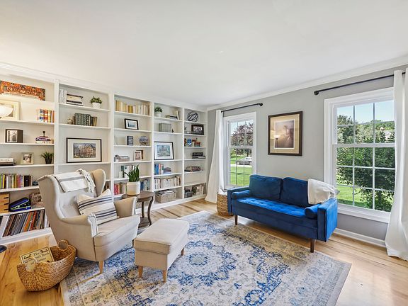 Living Room with Built-in Bookcases