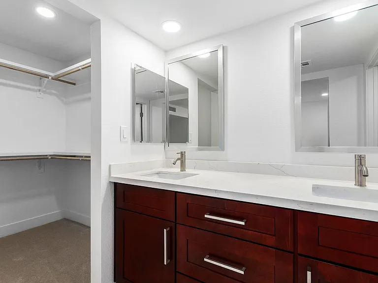 Big Walk in closet with double sink with plenty of under sink storage