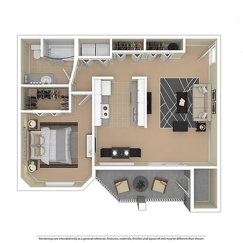 Floor plan 1 Bedroom, 1 Bathroom