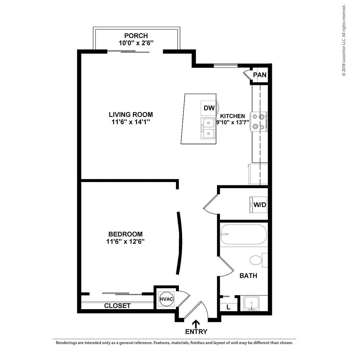 Floor plan 1 Bed/1 Bath-A1