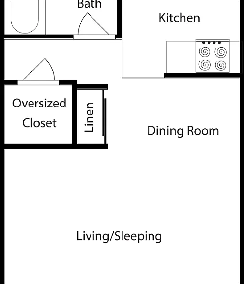 Studio, One-Bath Floorplan Diagram