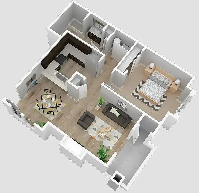Floor plan 1X1 B