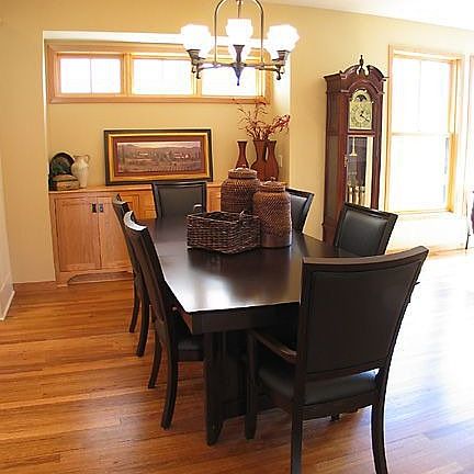 Built-in buffet and chandelier