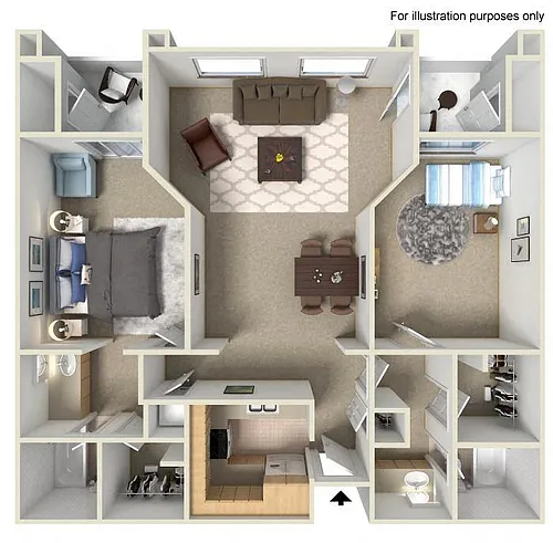 Floor plan 2 BR 2 BA Reno