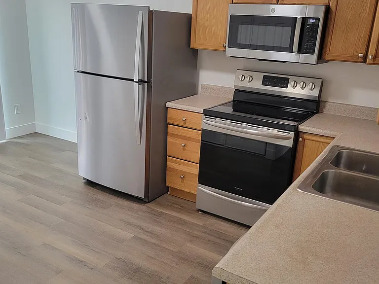 Kitchen view from entry off living room