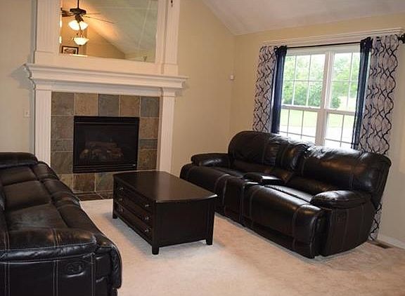 Large living space with gas log fireplace