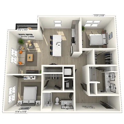 Floor plan B4 2x2 1132 SF-FP