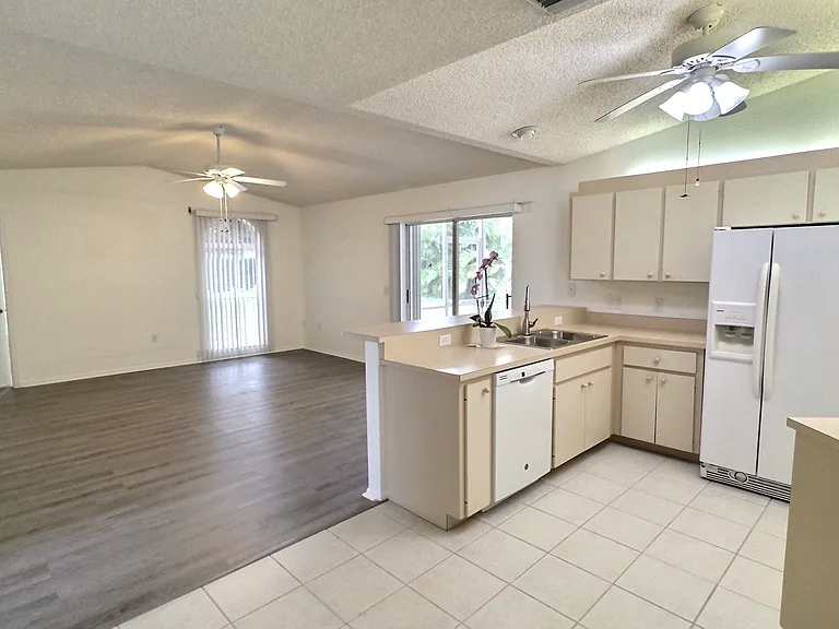 Kitchen opens up to the family room